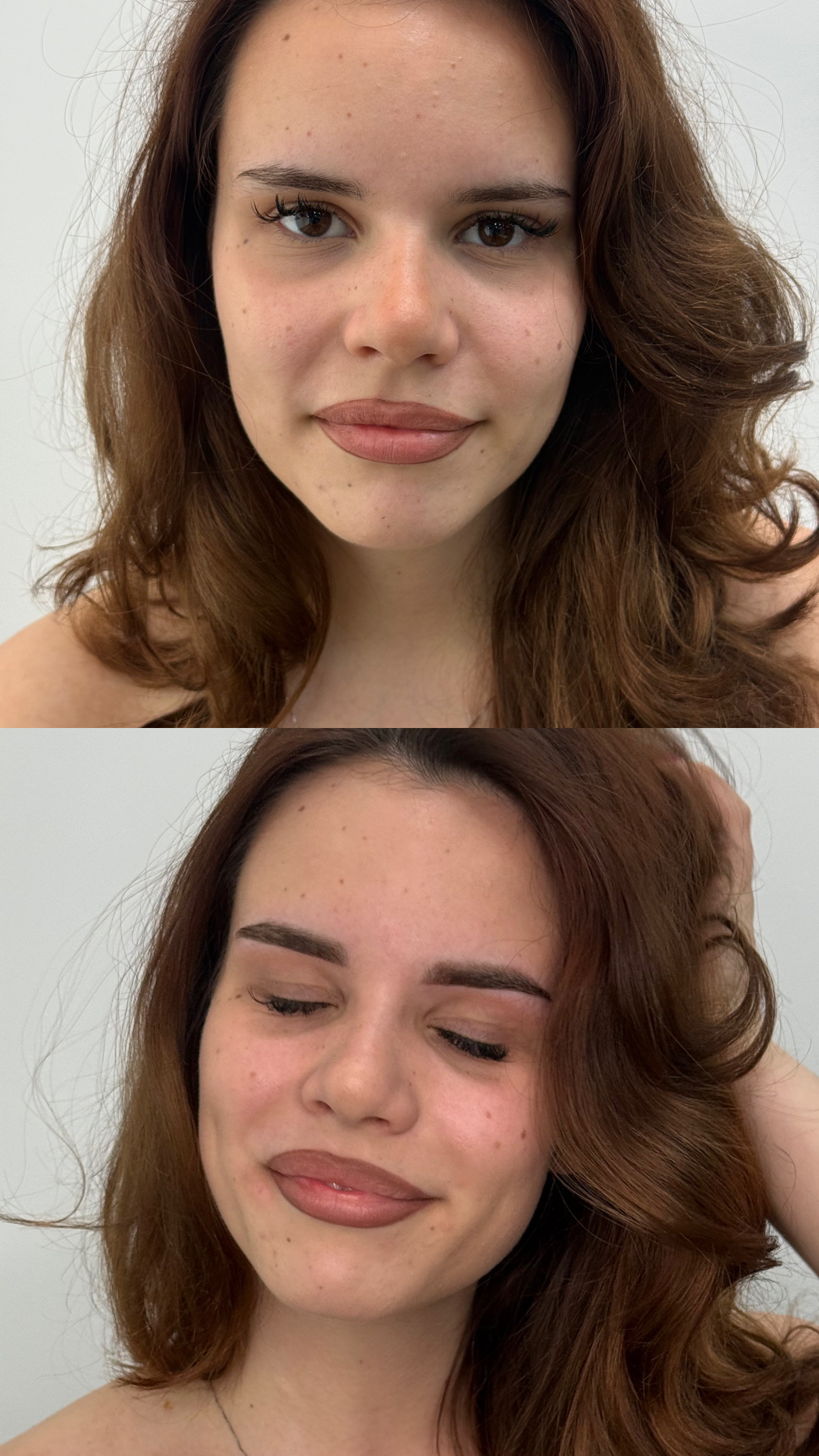 Puder obrve — Ana R., pre i posle u jednoj fotografiji
